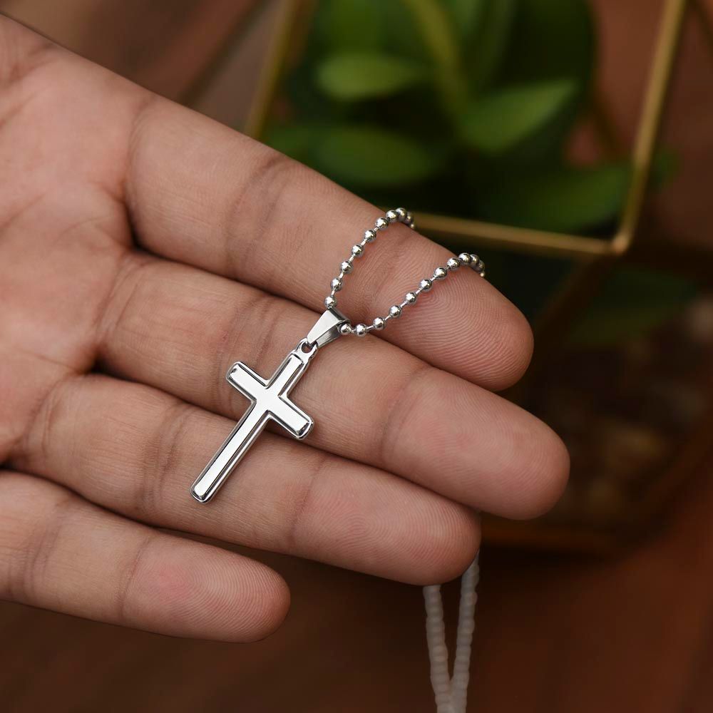 TO MY HUSBAND | CROSS STAINLESS NECKLACE w/BALL CHAIN You have been sent from Heaven