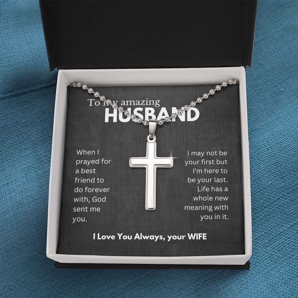 Husband Stainless Steel Cross with Ball Chain Necklace
