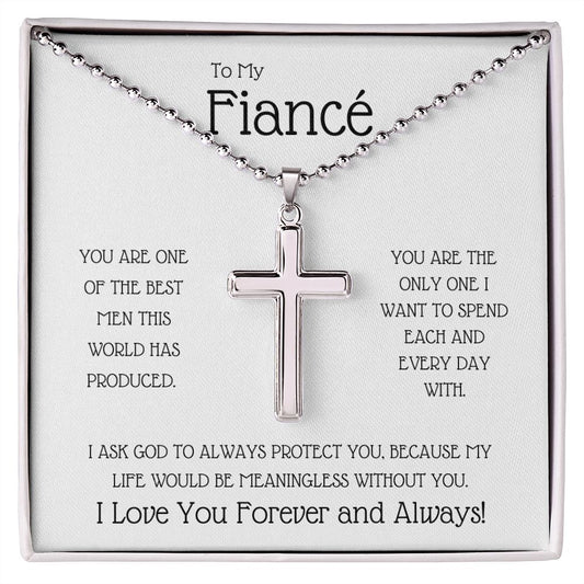 TO MY FIANCE | CROSS NECKLACE WITH BALL CHAIN