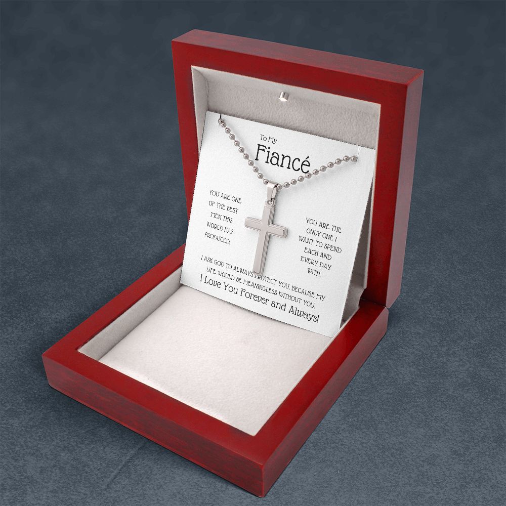 TO MY FIANCE | CROSS NECKLACE WITH BALL CHAIN