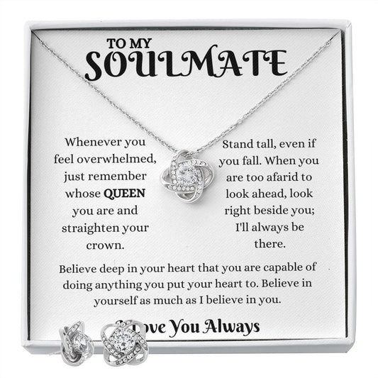 TO MY SOULMATE | LOVE KNOT NECKLACE AND EARRING Whenever you feel overwhelmed